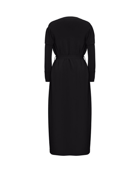 Gömlek Yaka Broş Detaylı Triko Siyah Hırka - 2