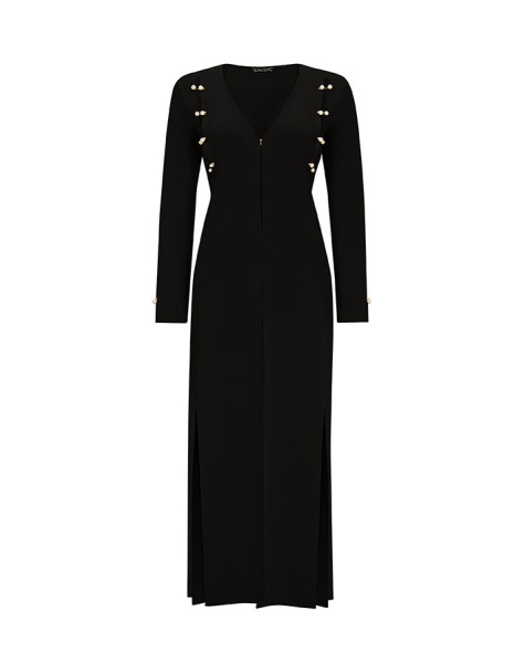 T25Y-9006 İnci Detaylı Temiz Kesim Triko Hırka BLACK - 1