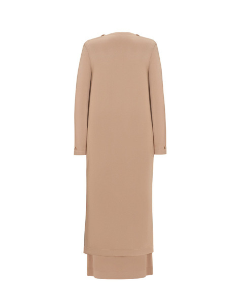 Kendiden Delikli Uzun Triko Taş Rengi Hırka - 2