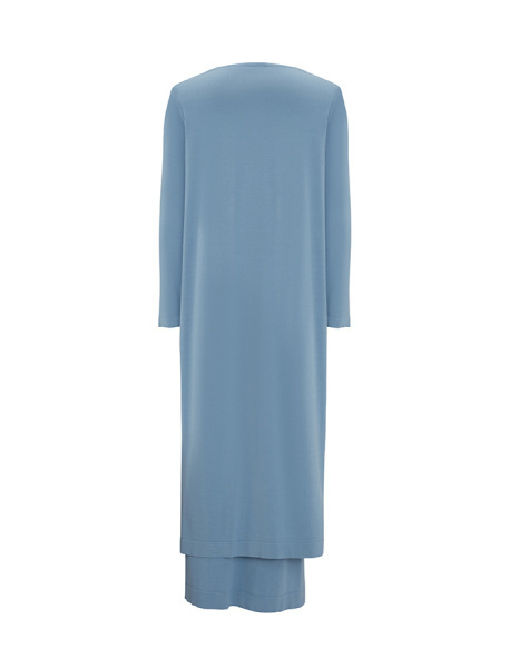 Kendinden Delikli Uzun Triko Mavi Hırka - 2