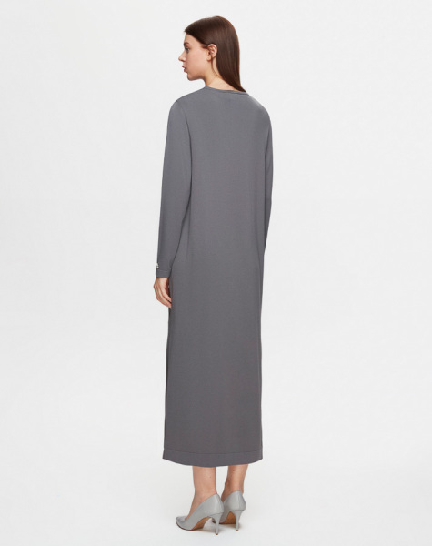 Kendinden Delikli Uzun Triko Antrasit Hırka - 3