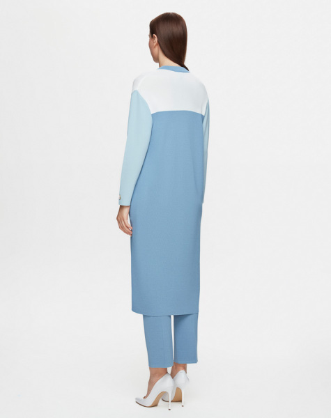 Fermuarlı Üç Renk Uzun 1179-GREY Hırka - 3