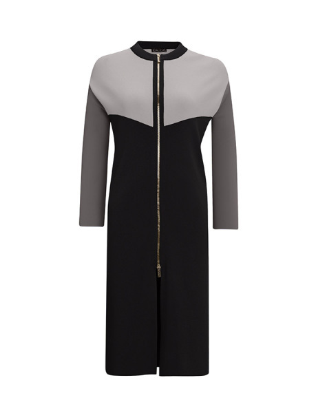 Fermuarlı Üç Renk Uzun 1179-GREY Hırka - 10