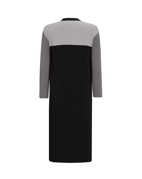 Fermuarlı Üç Renk Uzun 1179-GREY Hırka - 11