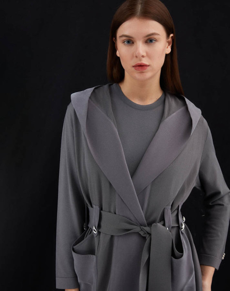 Kemer Köprülü Düz Antrasit Hırka - 2