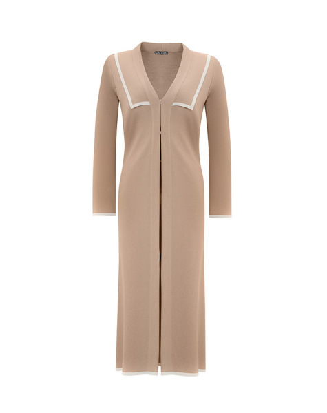 T25Y-9013 Yaka Detaylı Agraflı Uzun Hırka 1237-MİNK 