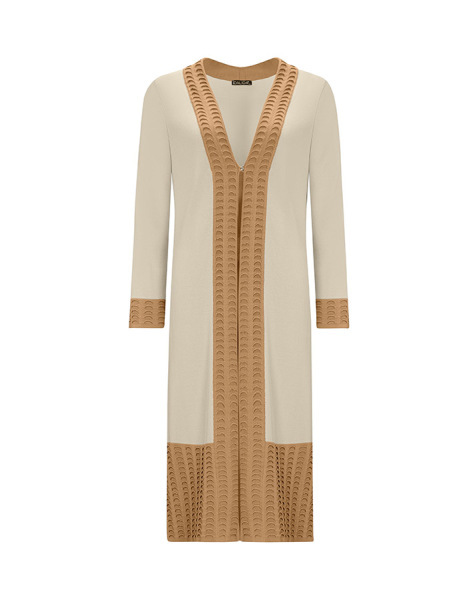 Örgü Teknikli İki Renk Triko Sarı Hırka - 1