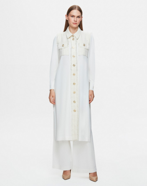 Püskül Ve Düğme Detaylı Klasik Ekru Hırka - 1