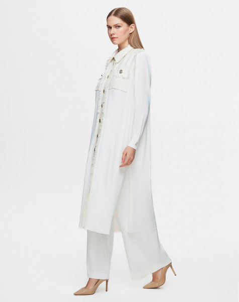 Püskül Ve Düğme Detaylı Klasik Ekru Hırka - 4