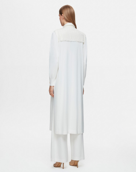 Püskül Ve Düğme Detaylı Klasik Ekru Hırka - 5