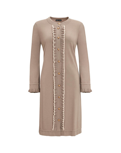 Önü Ve Bileği Fırfırlı Triko Vizon Hırka - MISS DALIDA