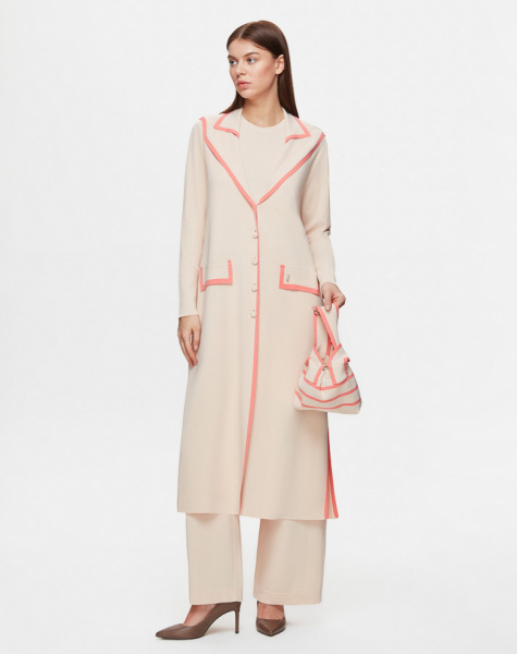 Yaka Detaylı Düğmeli Şık Somon Renk Hırka - 1