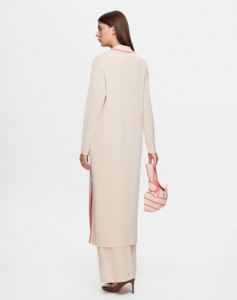 Yaka Detaylı Düğmeli Şık Somon Renk Hırka - 3