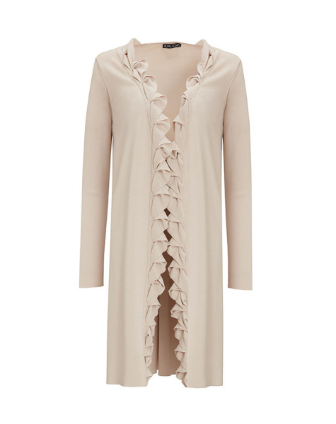 Önü Fıfırlı Düz Renk Taş Rengi Hırka 