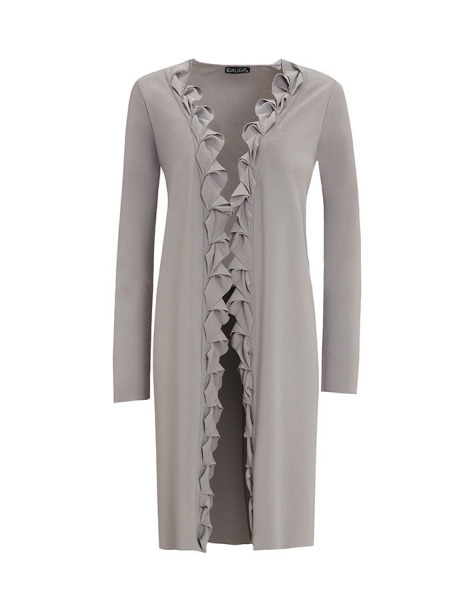 T25Y-9019 Önü Fıfırlı Düz Renk Hırka 1179-GREY - MISS DALIDA