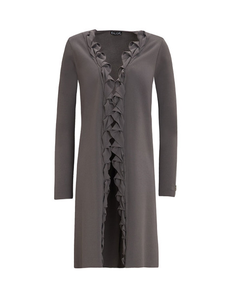 Önü Fıfırlı Düz Renk Antrasit Hırka 