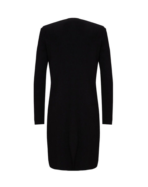 Önü Fıfırlı Düz Renk Siyah Hırka - 2