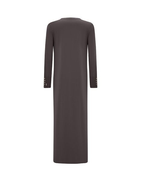 T25Y-9020 Yuvarlak Yaka Düğmeli Uzun Hırka 1318-ANTHRACITE - 2