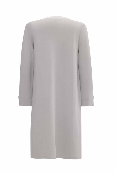 T25Y-9022 Çift Cep Kapaklı Triko-Cupro Hırka 1179-GREY - 2