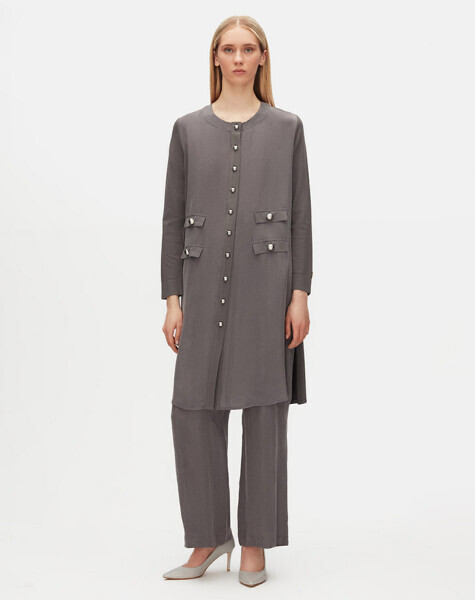 Double Pocket Flap Knitwear-Cupro Cardigan 