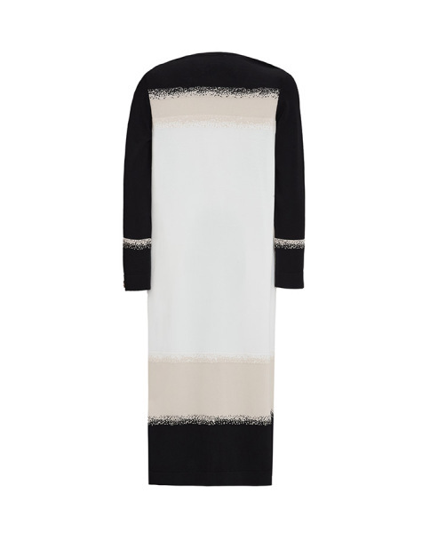 Üç Renkli Örgü Teknikli Uzun Siyah Hırka - 2