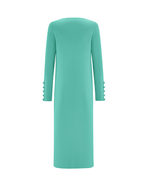 Üç Cepli Temiz Kesim Uzun Yeşil Hırka - 2