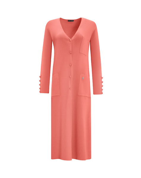 Cepli Temiz Kesim Uzun Açık Kırmızı Hırka - 1