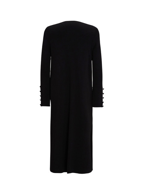 Üç Cepli Temiz Kesim Uzun Siyah Hırka - 2