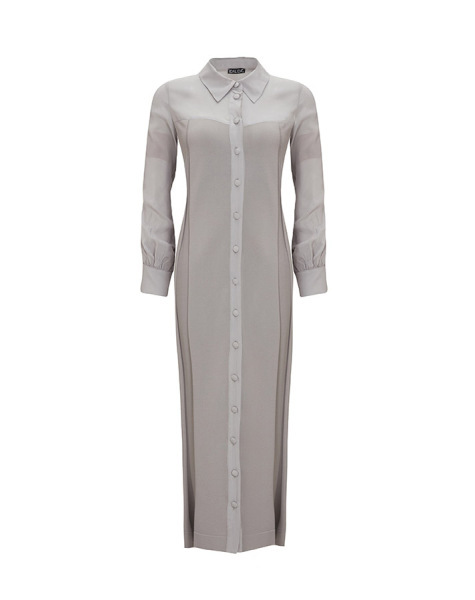 Gömlek Yaka Triko Cupro Gri Kap 