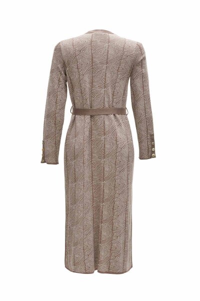 Yumoş İP Round Neck Patterned Cardigan - 2