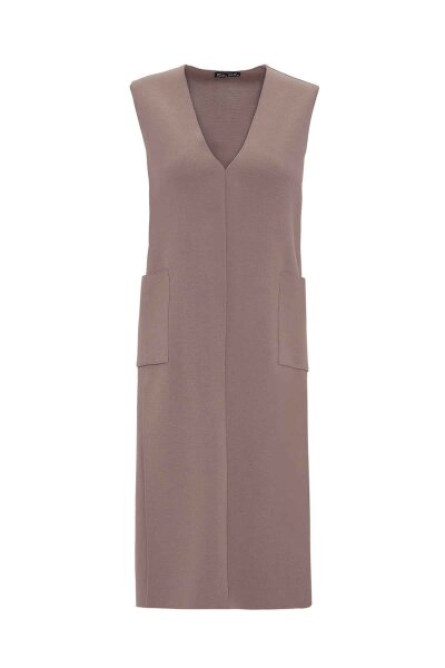 T26K-1001 V Yaka Temiz Kesim Yelek CAPRI-MINK - 1