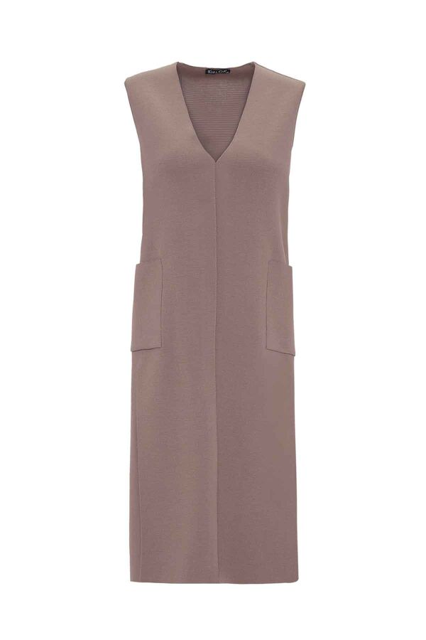 T26K-1001 V Yaka Temiz Kesim Yelek CAPRI-MINK - 1