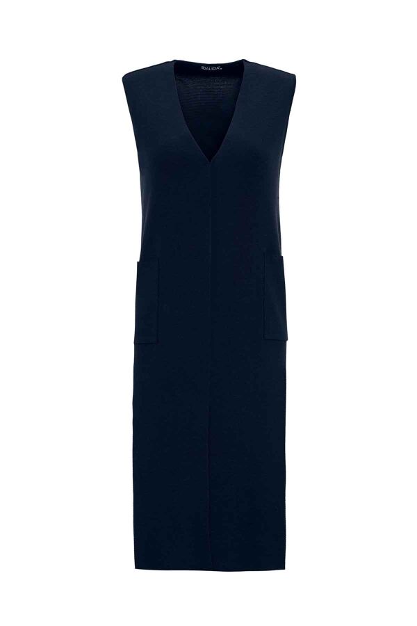 T26K-1001 V Yaka Temiz Kesim Yelek OASI-DARK NAVY - 1
