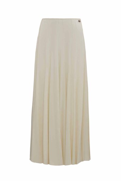 Flared Cupro Skirt with Stitching Detail 