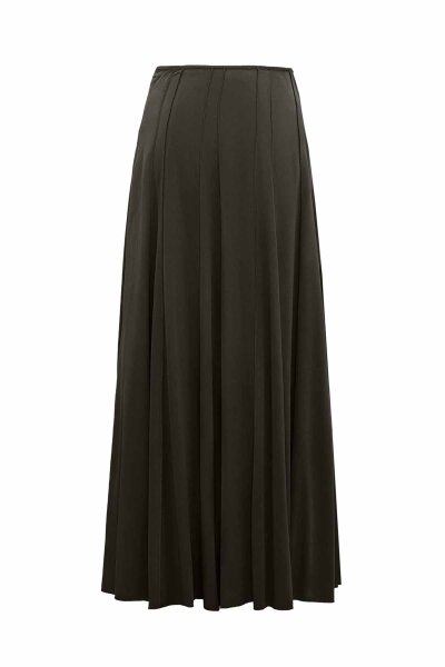 Flared Cupro Skirt with Stitching Detail 