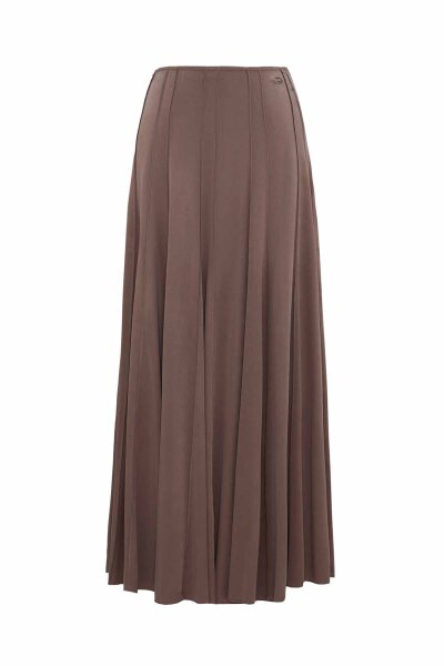 T26K-2002 Dikiş Detaylı Kloş Cupro Etek MİNK - MISS DALIDA (1)