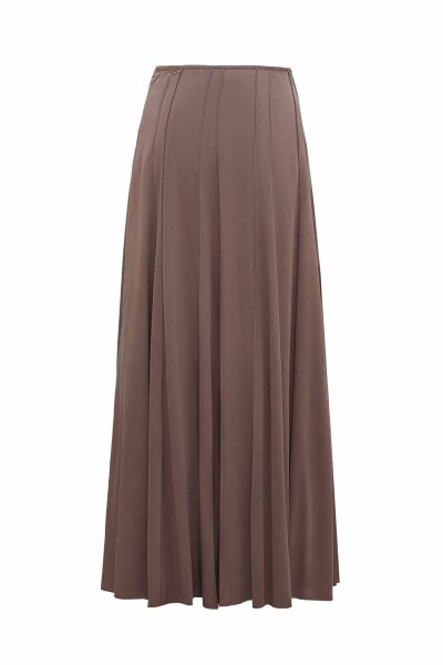 Flared Cupro Skirt with Stitching Detail 