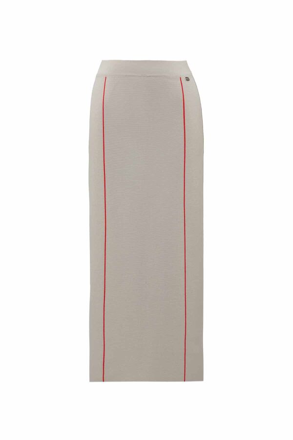 T26K-2009 Çizgi Detaylı Triko Kalem Etek ELSA-STONE - 1