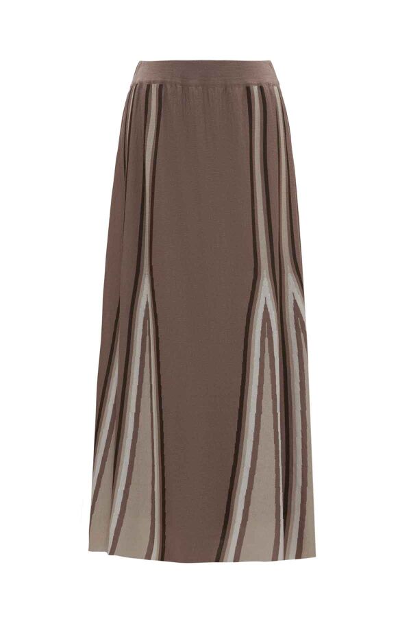 T26K-2012 Renkli Şeritli Triko Etek CAPRI-MINK - 2