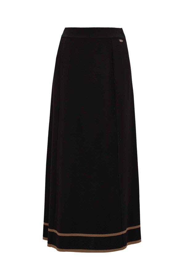 T26K-2013 Çizgi Detaylı Triko Etek BLACK - 2