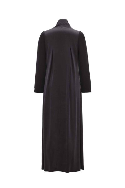 T26K-4000 Dik Yakalı Cupro Elbise DARK GREY - 2