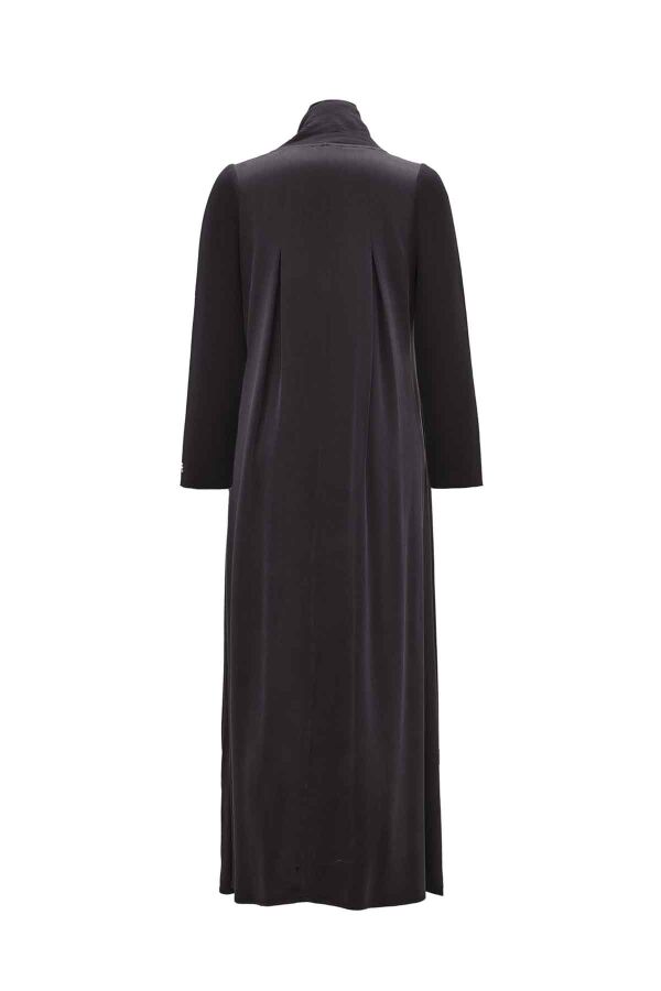 T26K-4000 Dik Yakalı Cupro Elbise DARK GREY - 2