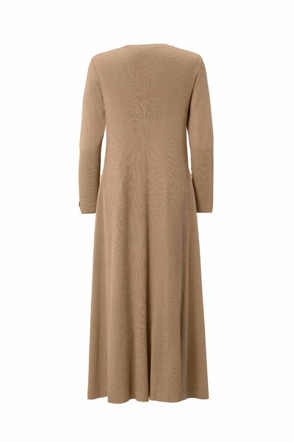T26K-4009 Düz Renk Rahat Kesim Triko Elbise DORY-CAMEL - 2
