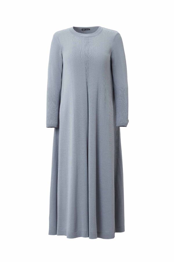 T26K-4009 Düz Renk Rahat Kesim Triko Elbise ORMA-GREY - 1