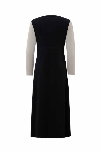 T26K-4011 Renkli Kollu Plise Detaylı Elbise BLACK - 2