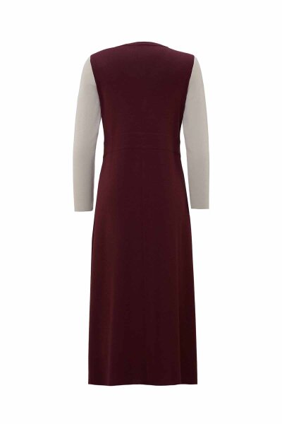 T26K-4011 Renkli Kollu Plise Detaylı Elbise TOGA-BORDO - 2