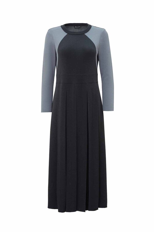 Colorful Sleeve Pleated Detail Dress - 1