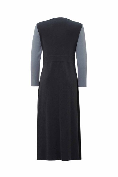 T26K-4011 Renkli Kollu Plise Detaylı Elbise VATE-DARK GREY - 2