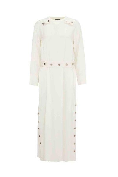 Solid Color Dress with Button Detail 