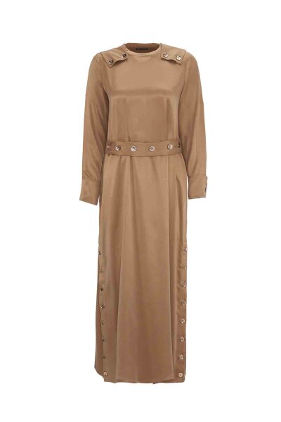 Solid Color Dress with Button Detail 